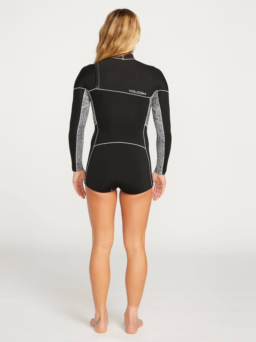 Womens Modulator 2mm Long Arm Chest Zip Wetsuit - Black 