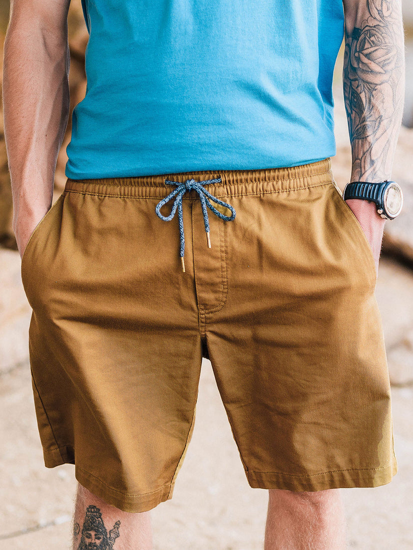 Frickin Elastic Waist Shorts - Dark Khaki