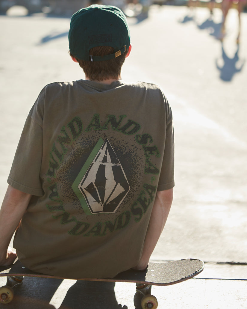 VOLCOM x WIND AND SEA Short Sleeve Tee Circle Stone - OLIVE