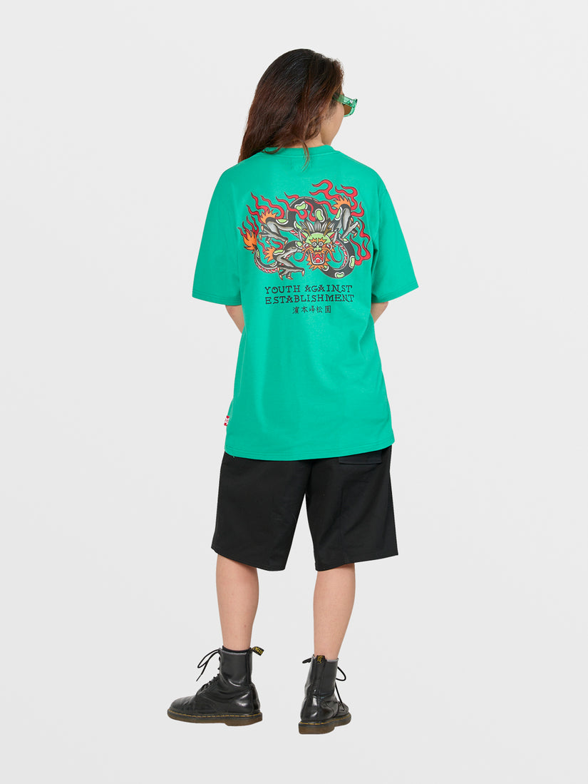 Tokyo True Featured Artist Yusuke Hamamoto Piper Short Sleeve Tee - Emerald Green