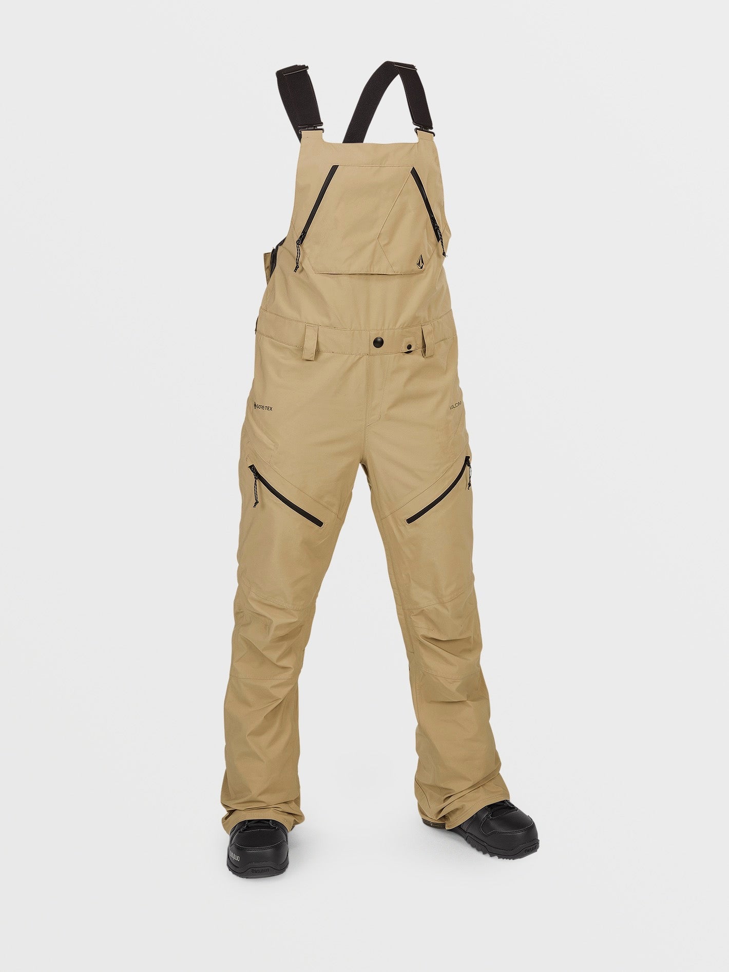 Womens Elm Stretch Gore Bib Overalls - Dark Khaki – Volcom Japan