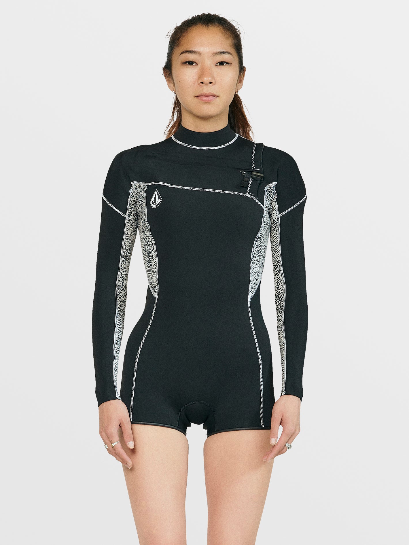 Womens Modulator 2mm Long Arm Chest Zip Wetsuit - Black – Volcom Japan