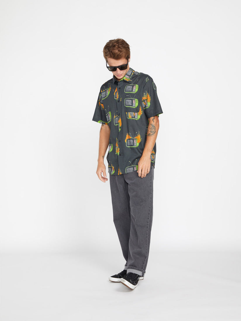 Featured Artist Justin Hager Woven Short Sleeve Shirt - Black