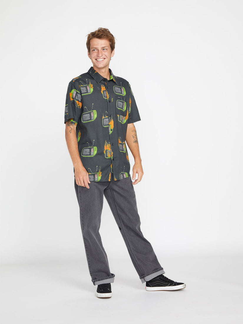 Featured Artist Justin Hager Woven Short Sleeve Shirt - Black