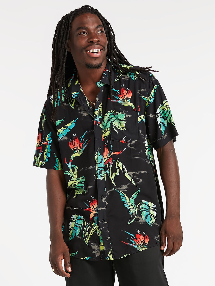 Birds Of Raredise Short Sleeve Shirt - Black (A0422206_BLK) [47]