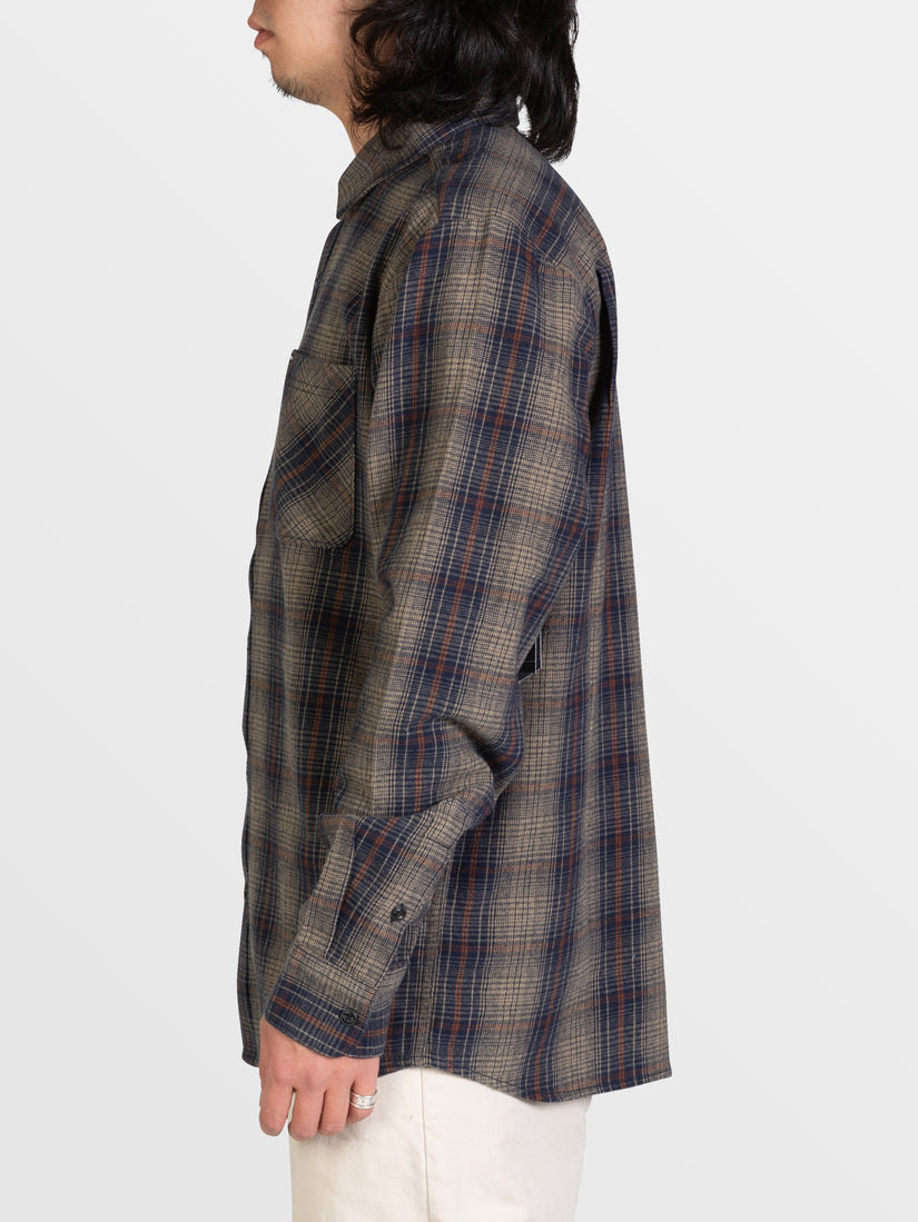 HEAVY TWILLS FLANNEL LONG SLEEVE SHIRT - KHAKI