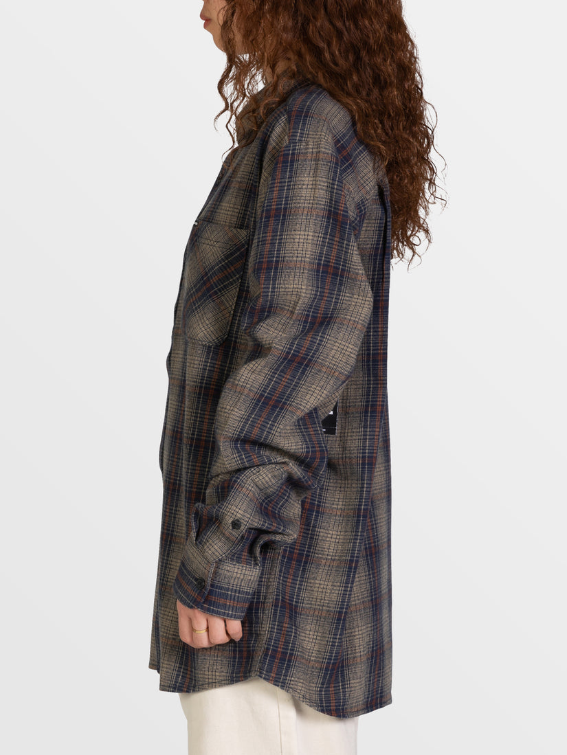 HEAVY TWILLS FLANNEL LONG SLEEVE SHIRT - KHAKI