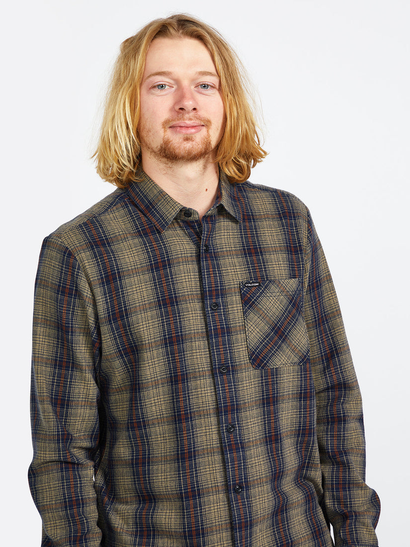 HEAVY TWILLS FLANNEL LONG SLEEVE SHIRT - KHAKI