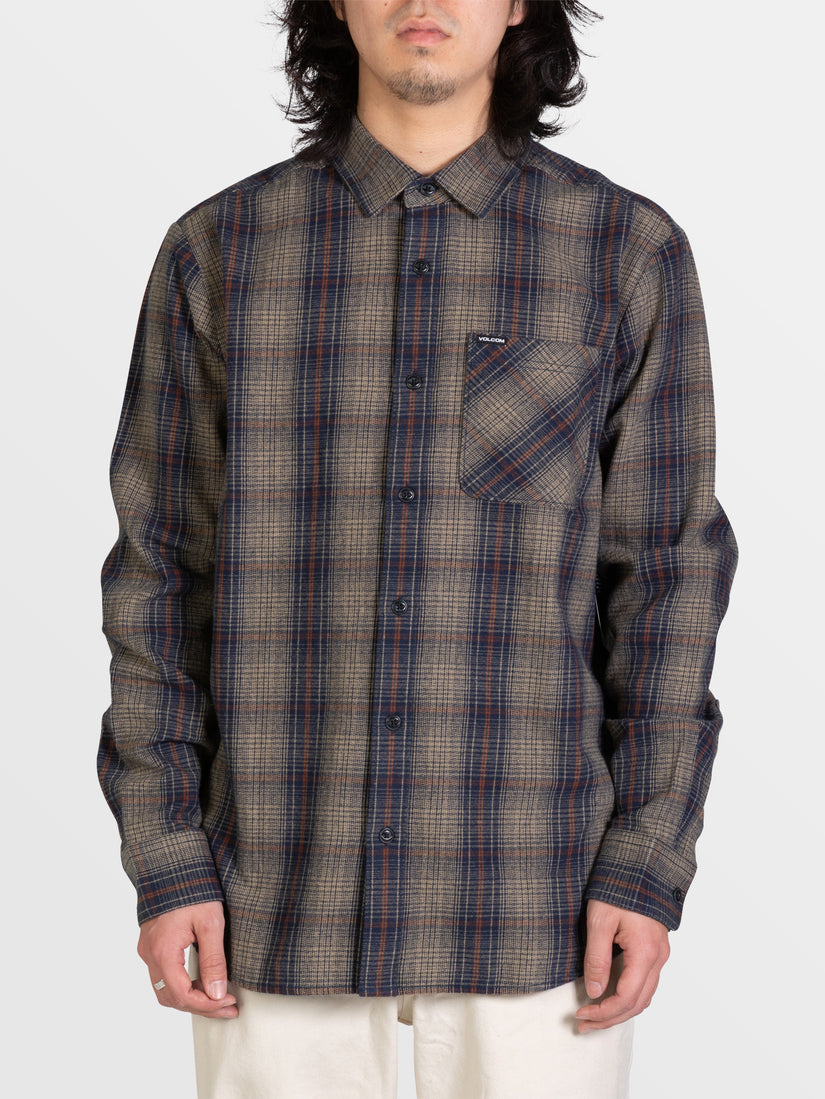 HEAVY TWILLS FLANNEL LONG SLEEVE SHIRT - KHAKI