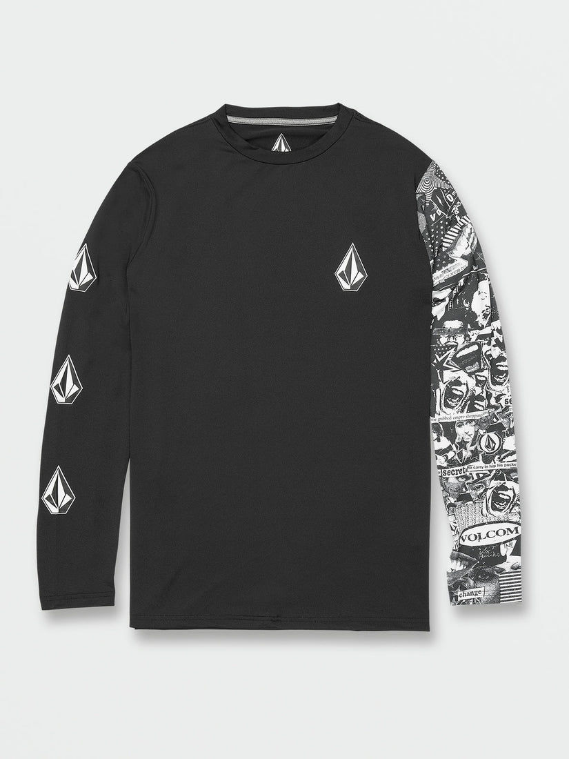 ICONIC STONE COLLAGE LONG SLEEVE RASHGUARD - BLACK