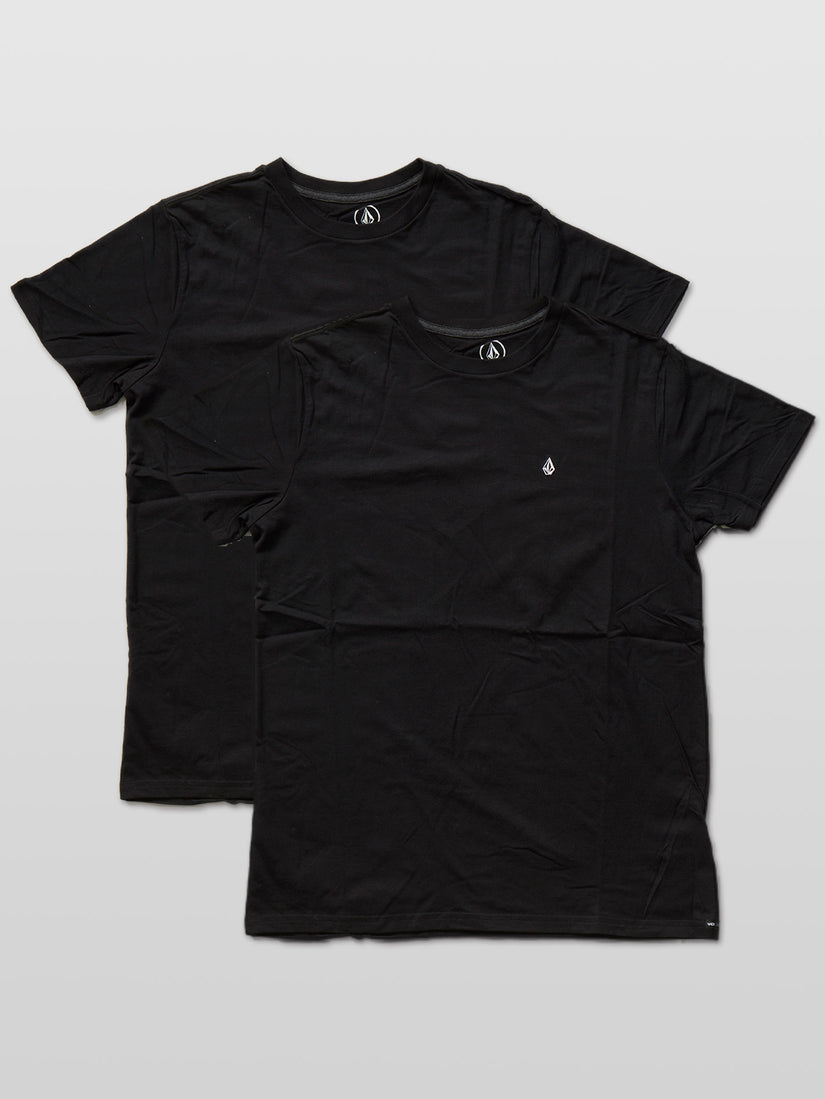 Solid Emb Short Sleeve 2Pack - Black