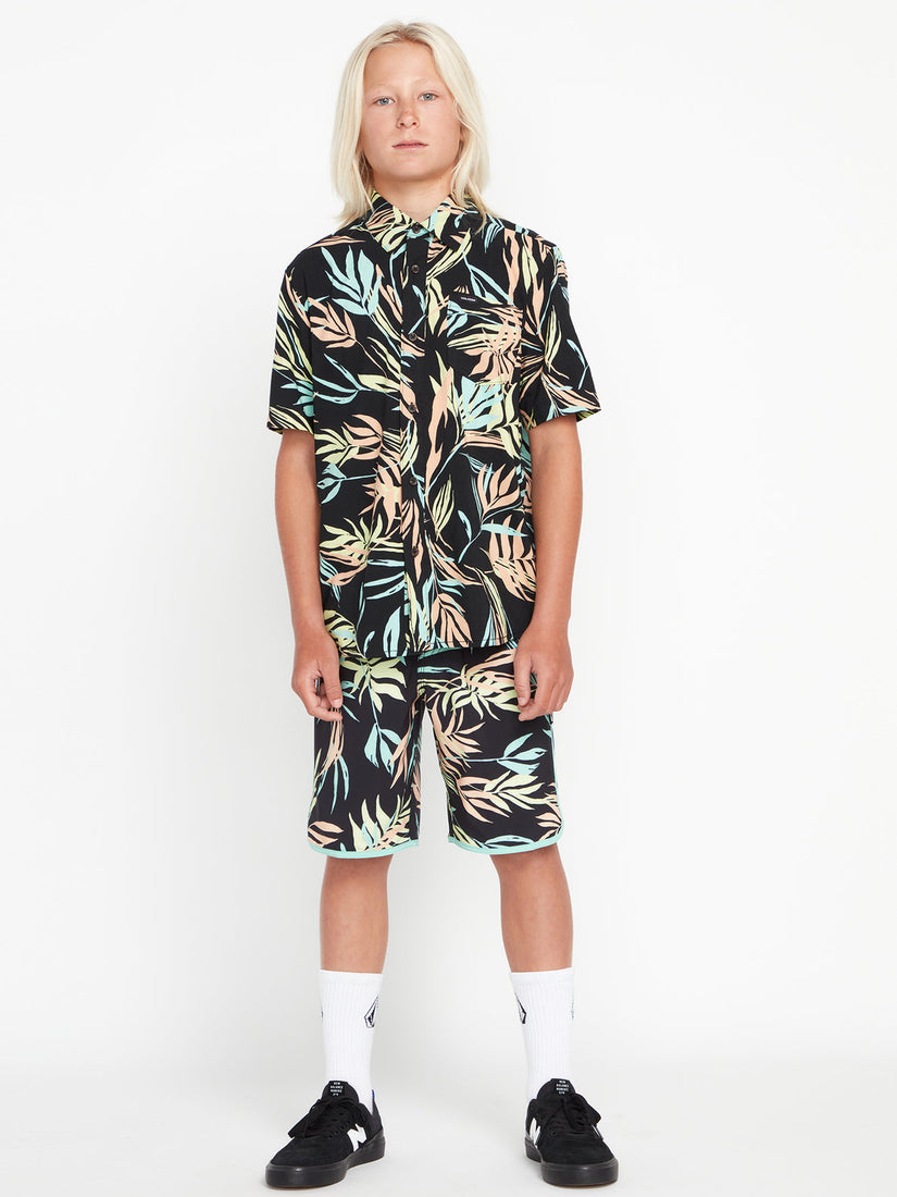 Big Boys Bleeding Leaf Short Sleeve Shirt - Black