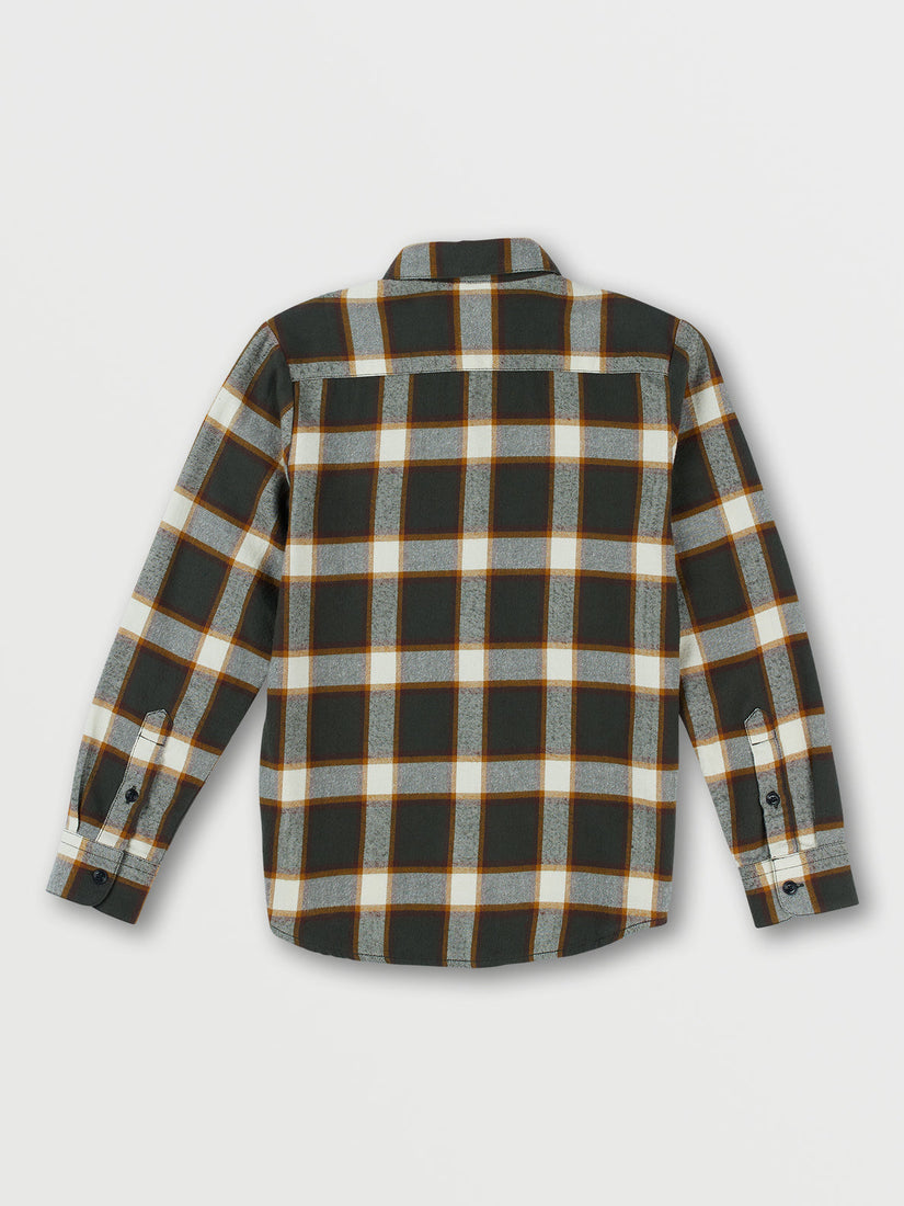 BIG BOYS CADEN PLAID LONG SLEEVE SHIRT - RINSED BLACK