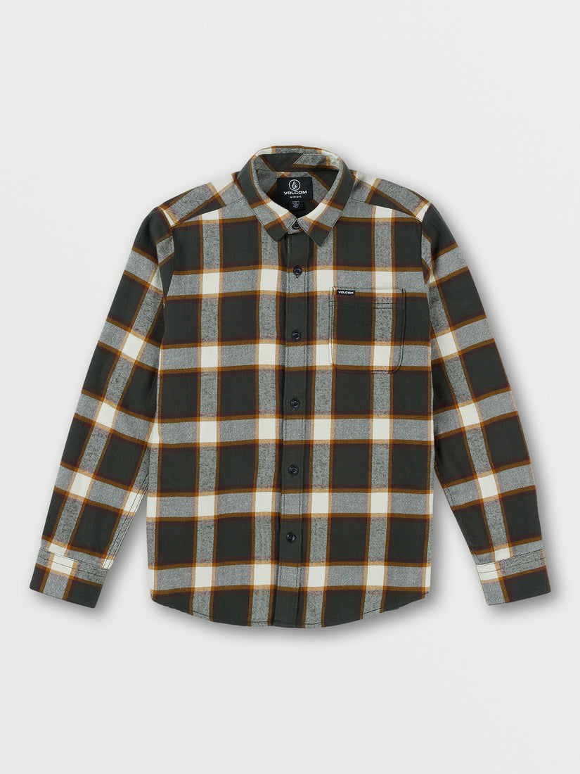 BIG BOYS CADEN PLAID LONG SLEEVE SHIRT - RINSED BLACK