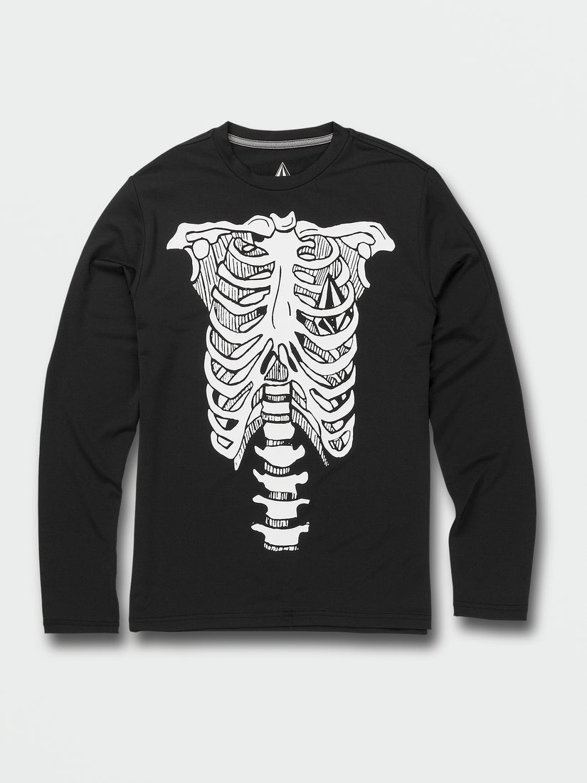 Big Boys Skeleton Long Sleeve UPF 50 Rashguard - Black