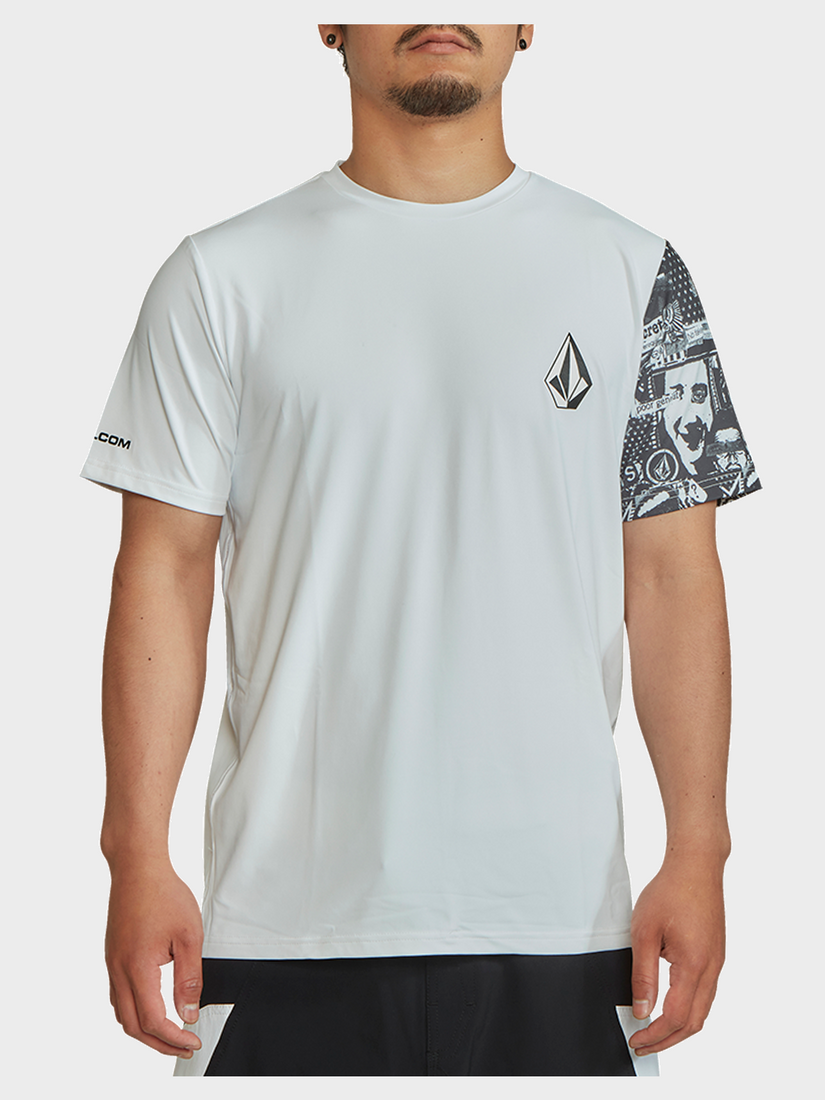 Japan Collage Short Sleeve Rashguard - White